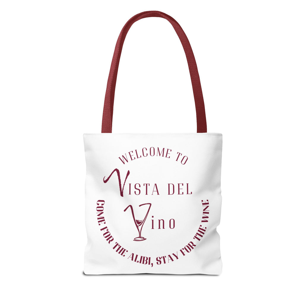Mystery Themed Tote Bag – 'Welcome to Vista Del Vino' Wine & Dog Lover Canvas Tote