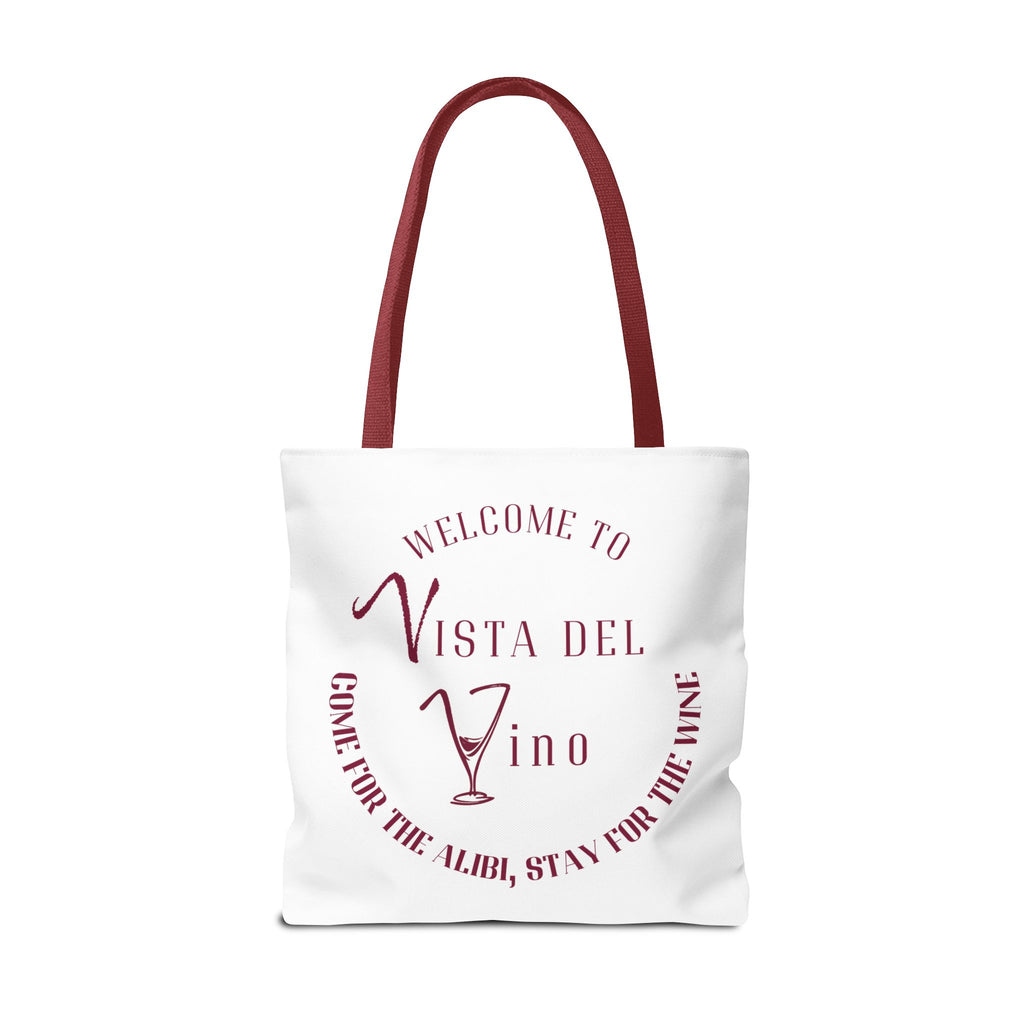 Mystery Themed Tote Bag – 'Welcome to Vista Del Vino' Wine & Dog Lover Canvas Tote