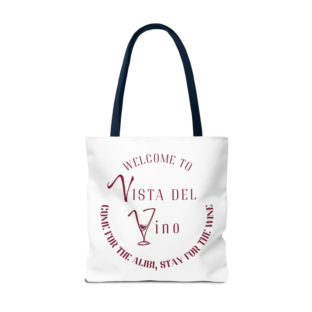 Mystery Themed Tote Bag – 'Welcome to Vista Del Vino' Wine & Dog Lover Canvas Tote