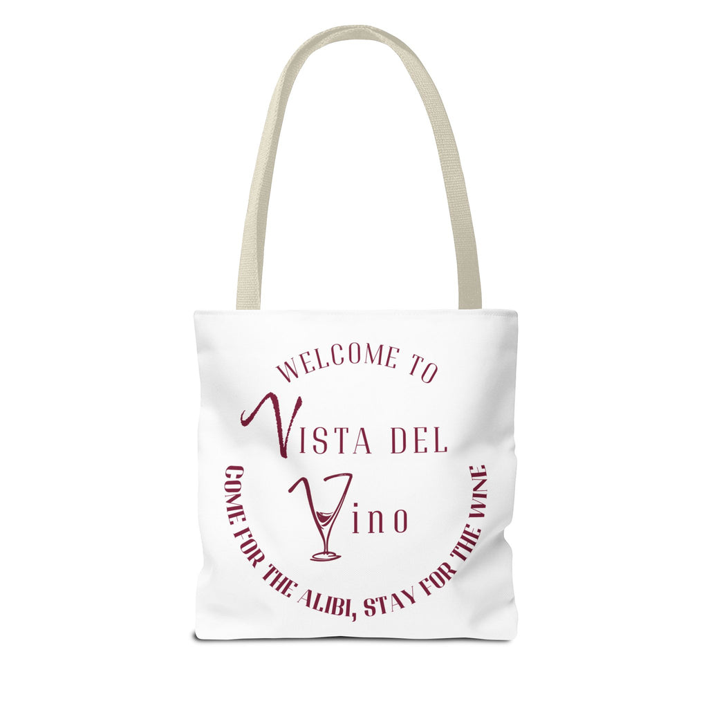 Mystery Themed Tote Bag – 'Welcome to Vista Del Vino' Wine & Dog Lover Canvas Tote