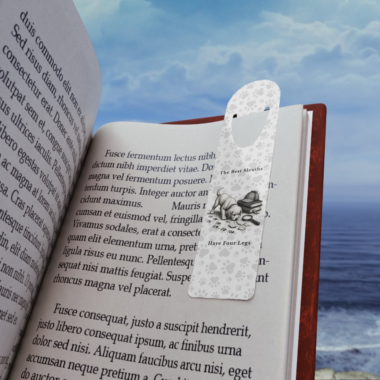 Dog Lover Bookmark – "The Best Sleuths Have Four Legs" Metal Paw-Print Bookmark
