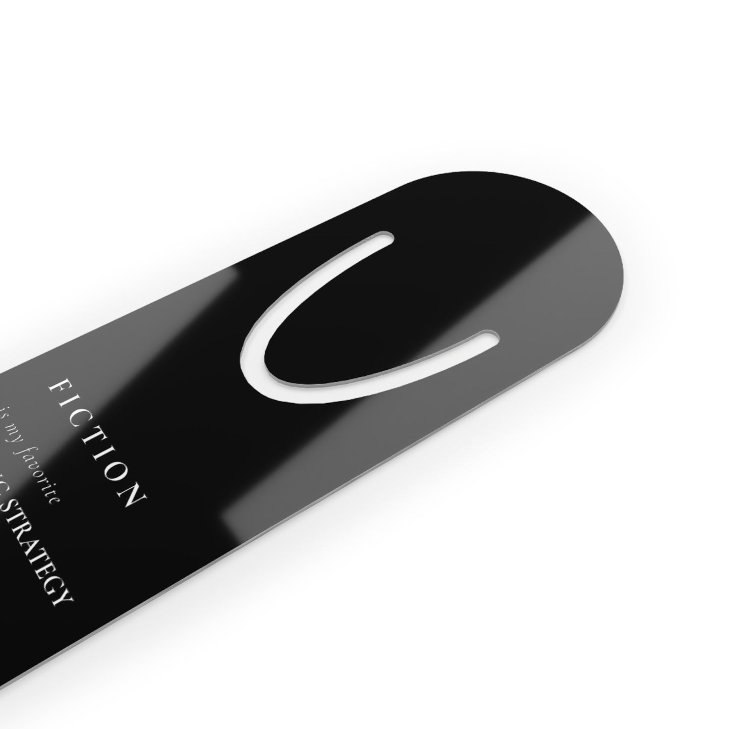 Minimalist Metal Bookmark — 'Fiction Is My Favorite Coping Strategy' Novelty Book Marker