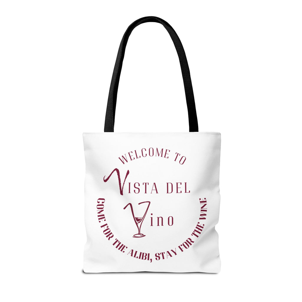 Mystery Themed Tote Bag – 'Welcome to Vista Del Vino' Wine & Dog Lover Canvas Tote
