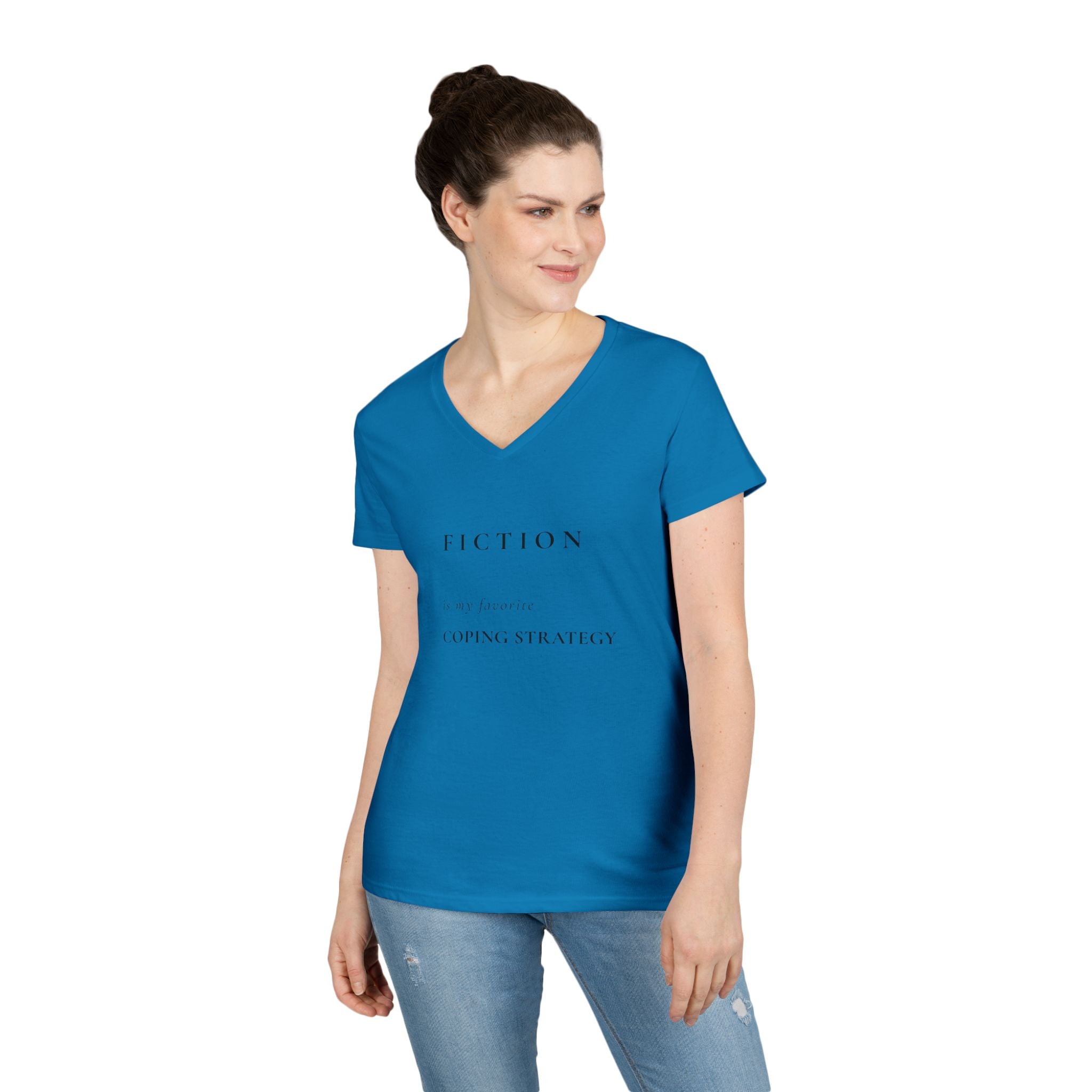 "Fiction Is My Coping Strategy" V‑Neck Tee