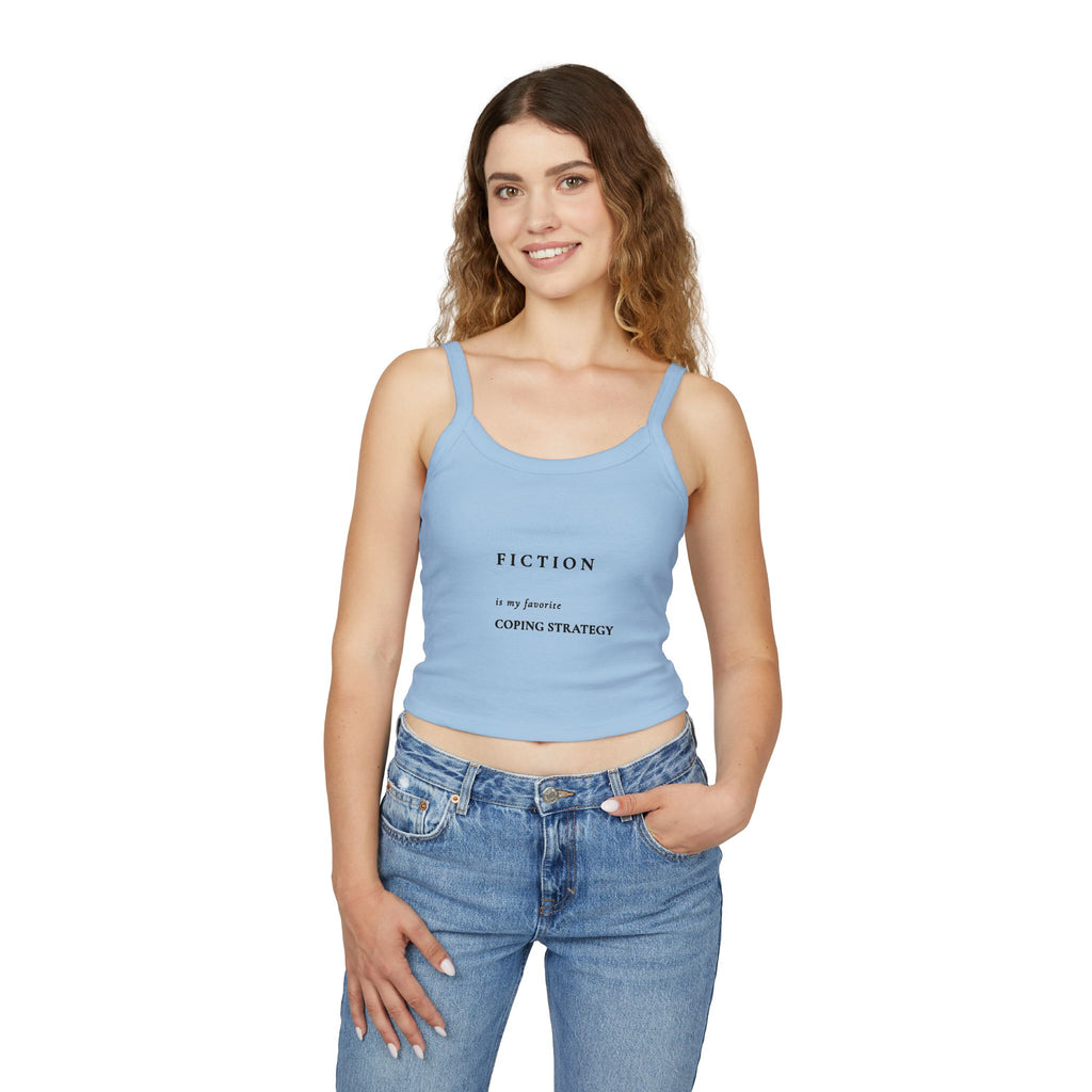 Spaghetti Tank — “Fiction is my favorite coping strategy” Literary Crop Top