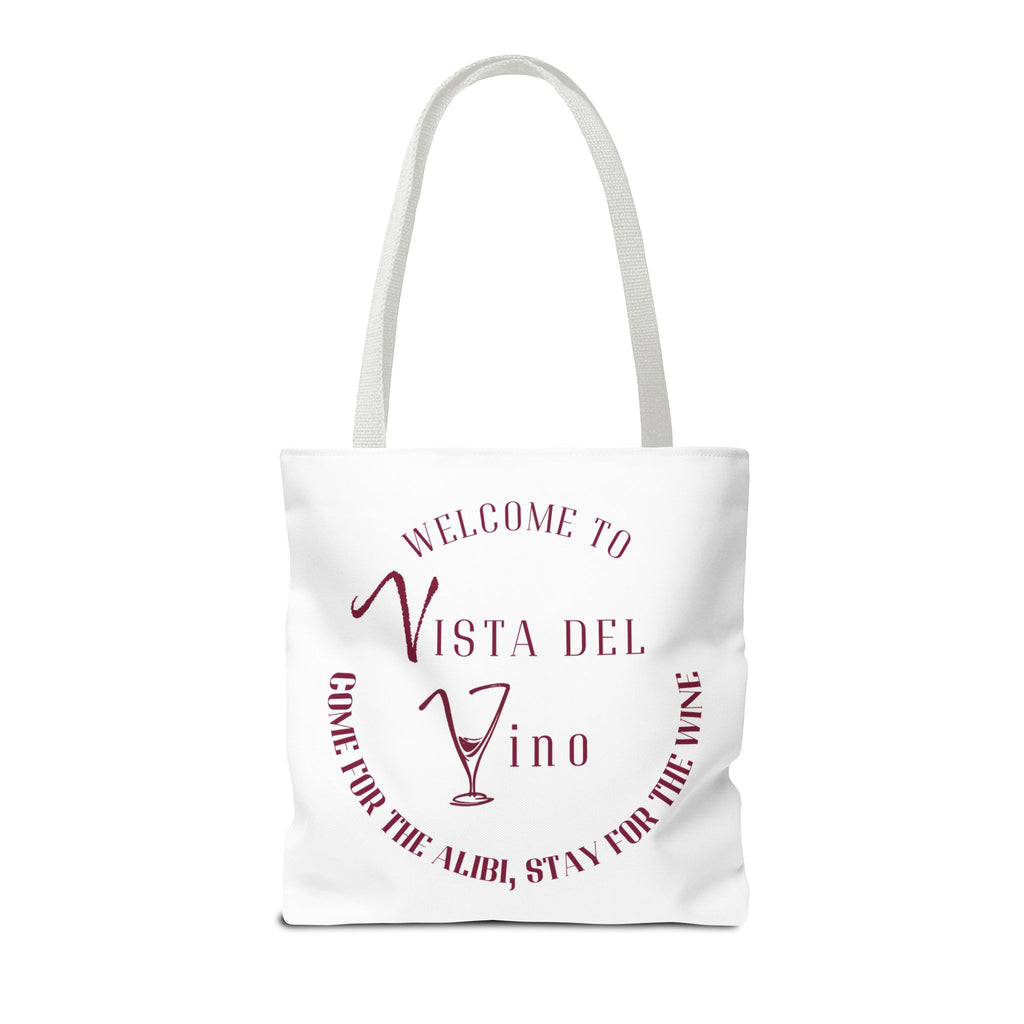 Mystery Themed Tote Bag – 'Welcome to Vista Del Vino' Wine & Dog Lover Canvas Tote