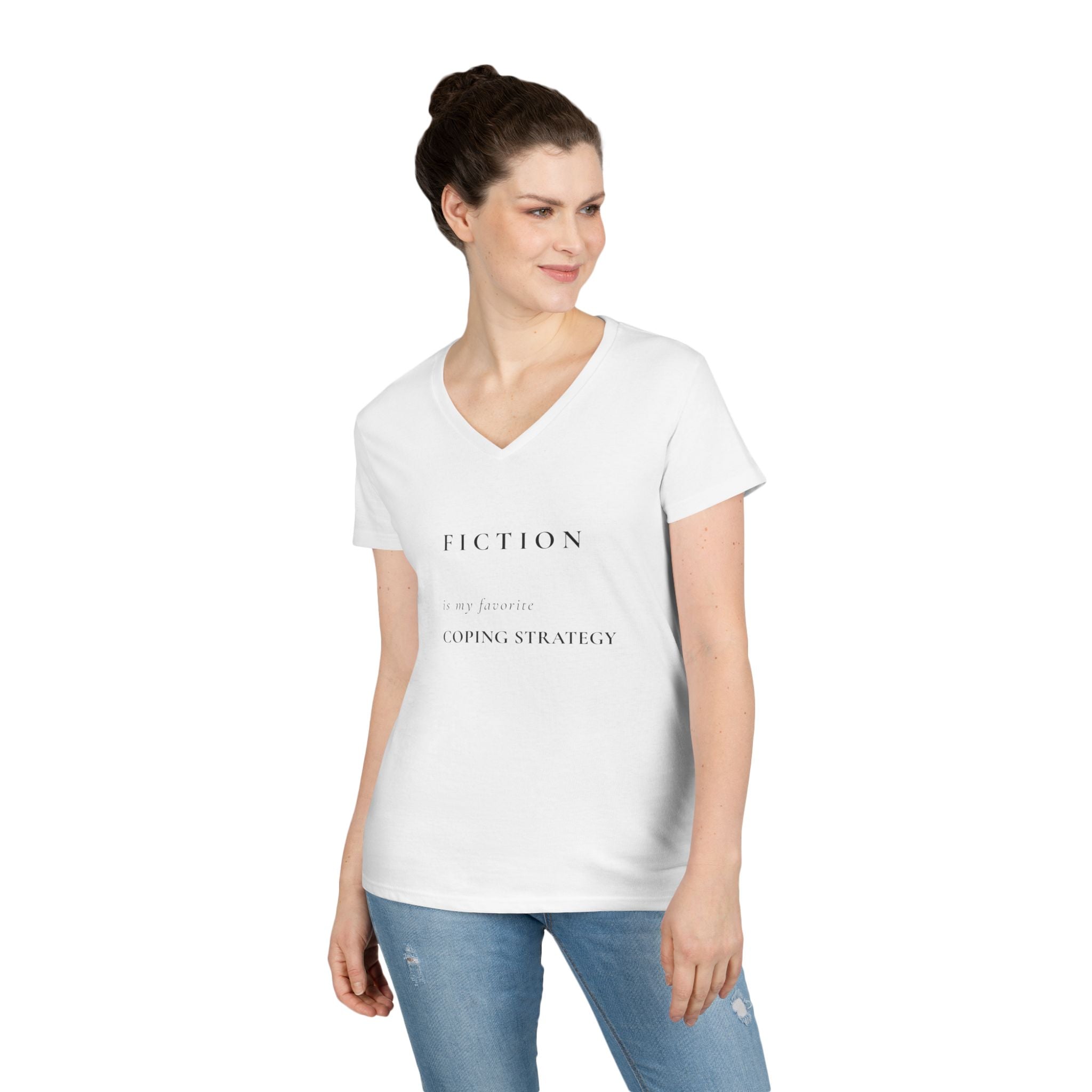 "Fiction Is My Coping Strategy" V‑Neck Tee