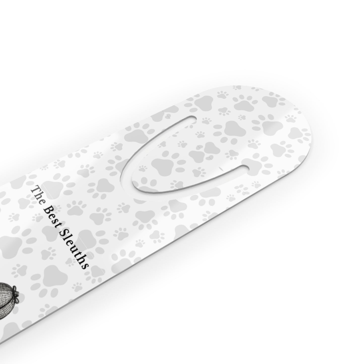 Dog Lover Bookmark – "The Best Sleuths Have Four Legs" Metal Paw-Print Bookmark