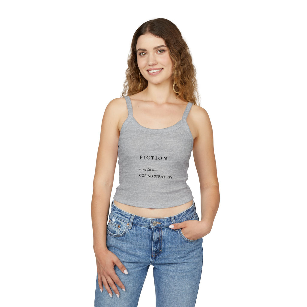 Spaghetti Tank — “Fiction is my favorite coping strategy” Literary Crop Top