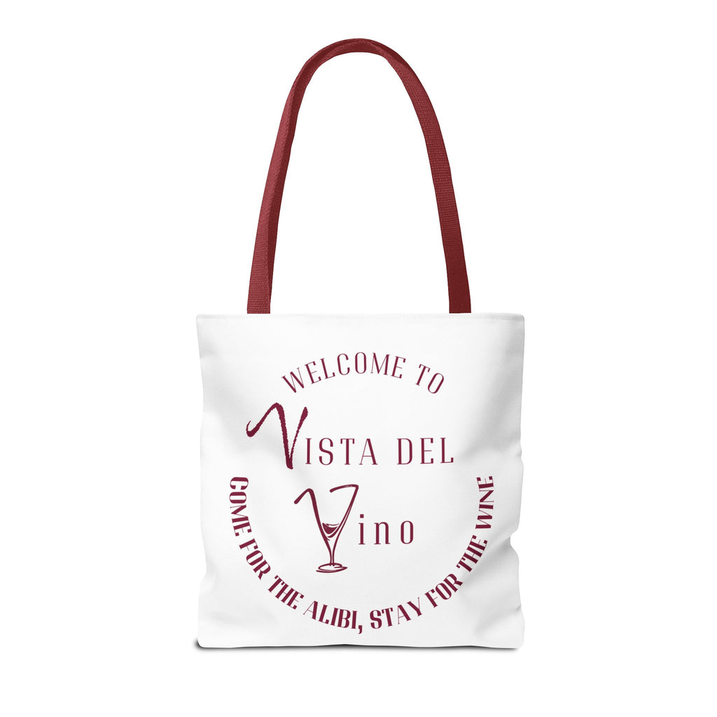 Mystery Themed Tote Bag – 'Welcome to Vista Del Vino' Wine & Dog Lover Canvas Tote
