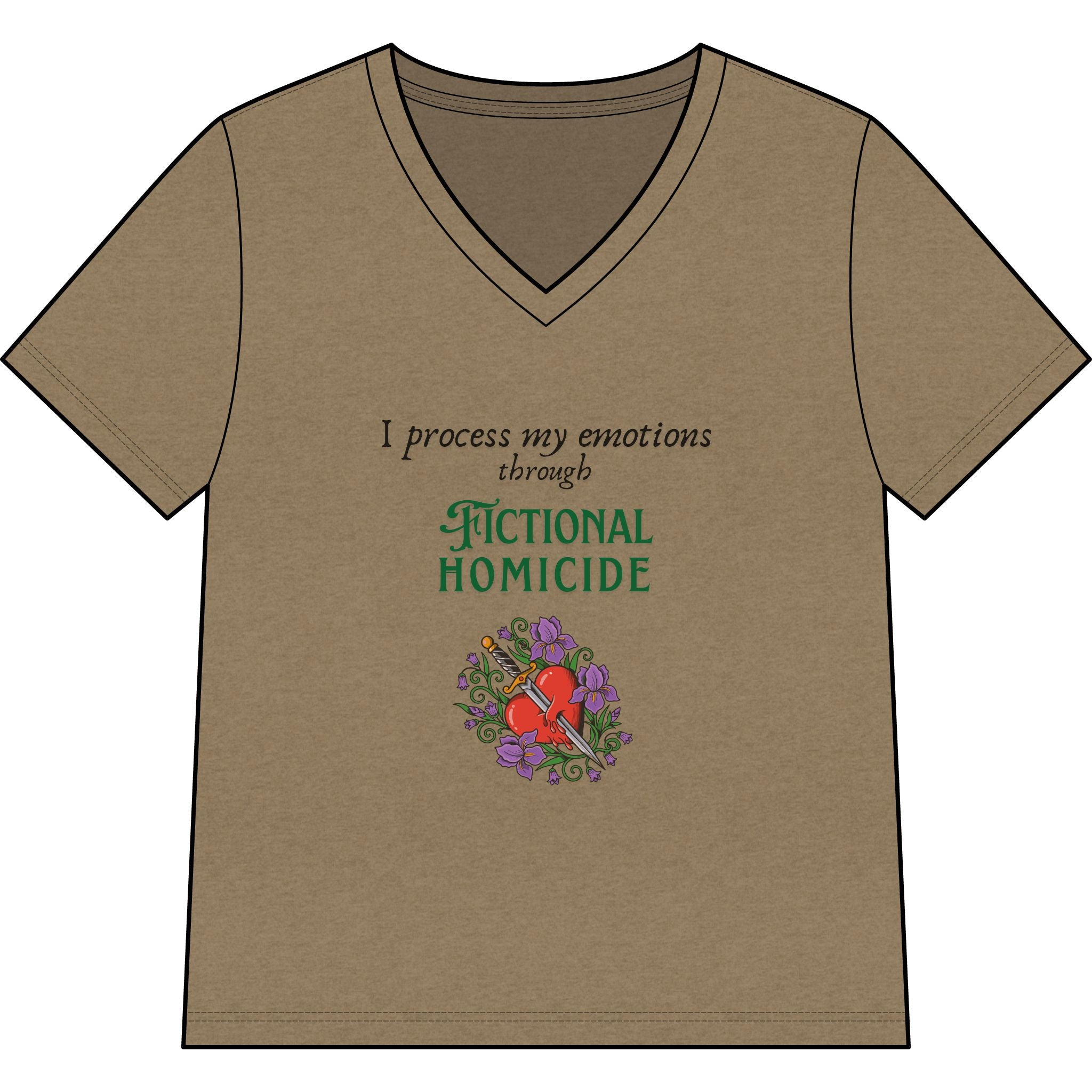 Fictional Homicide Tee — "I Process My Emotions Through Fictional Homicide" V‑Neck