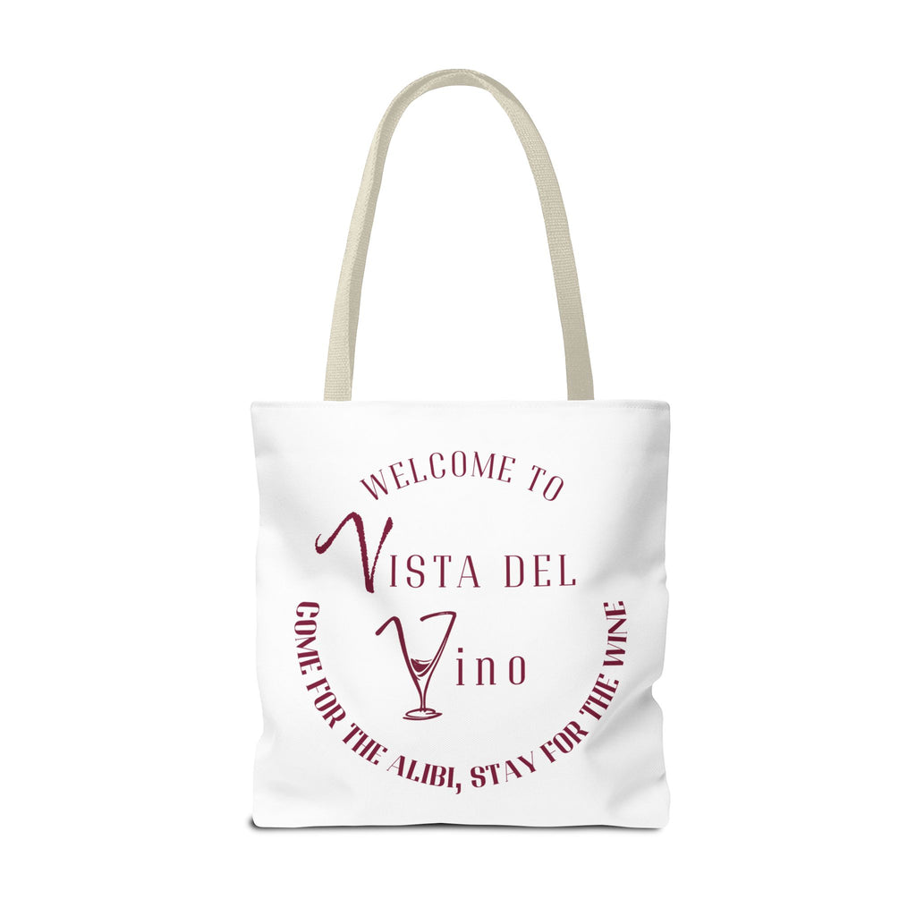 Mystery Themed Tote Bag – 'Welcome to Vista Del Vino' Wine & Dog Lover Canvas Tote