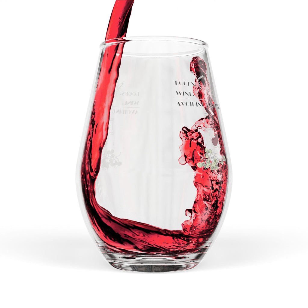 "Books. Wine. Avoiding Reality" Stemless Wine Glass 11.75oz – Floral Heart Accent, Elegant Everyday Wine Tumbler
