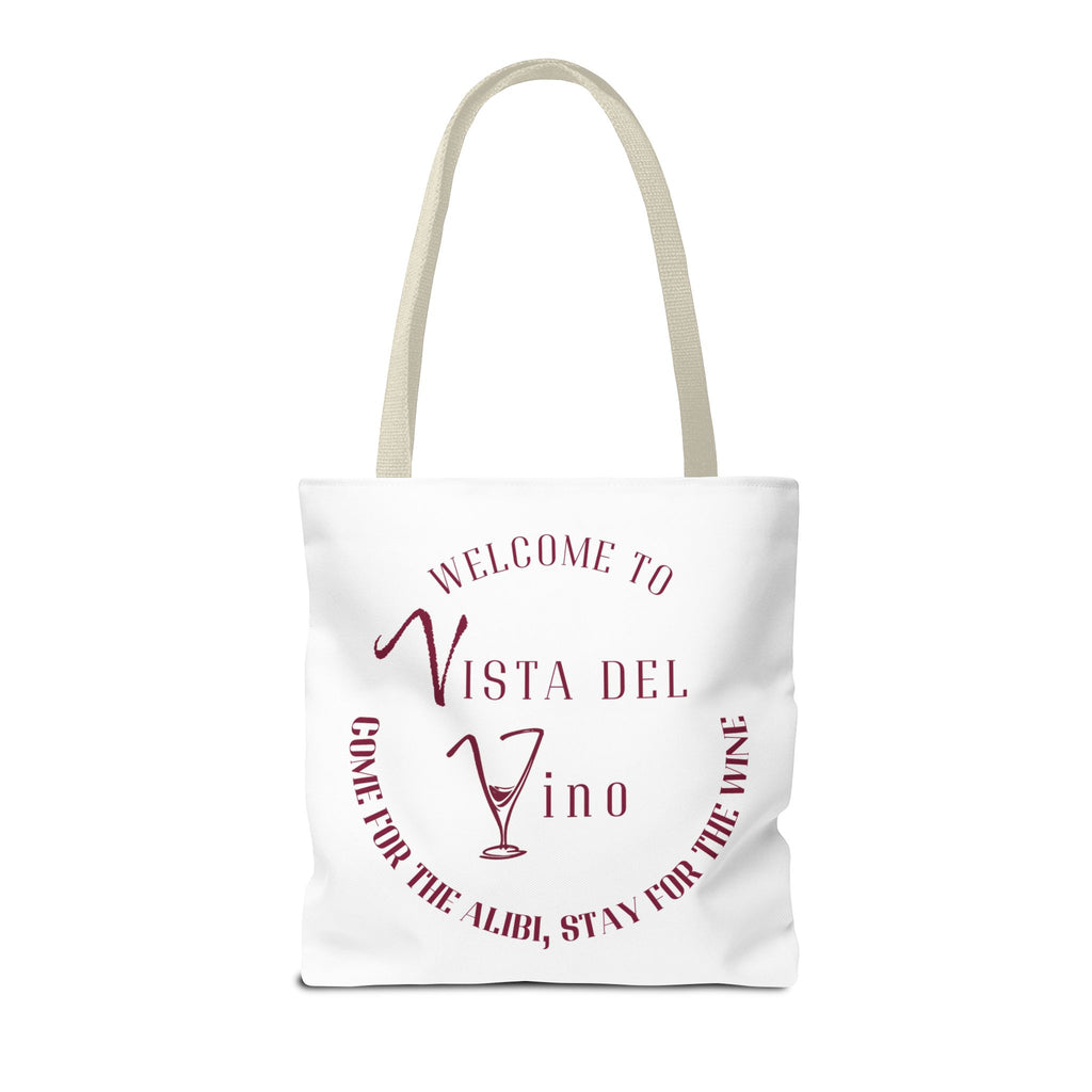 Mystery Themed Tote Bag – 'Welcome to Vista Del Vino' Wine & Dog Lover Canvas Tote